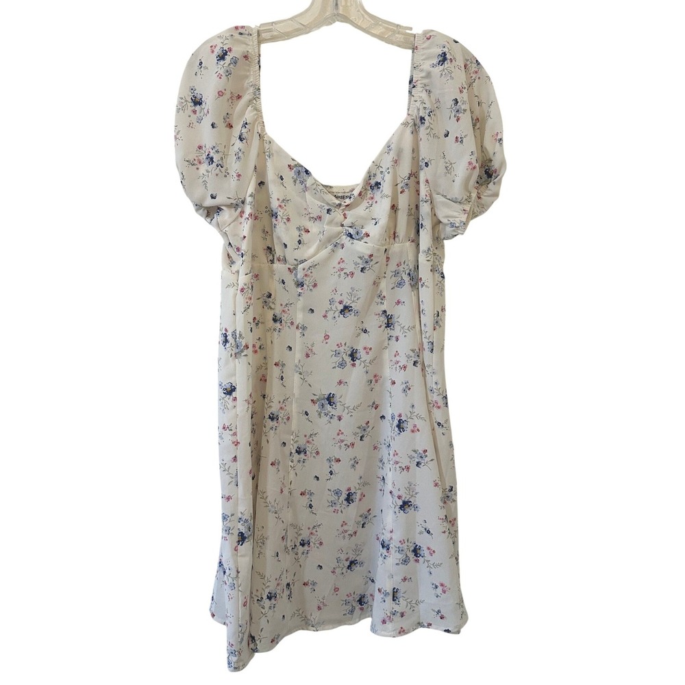 No Boundaries Floral Puff Sleeve Mini Dress WhiteCottagecore Size L Babydoll